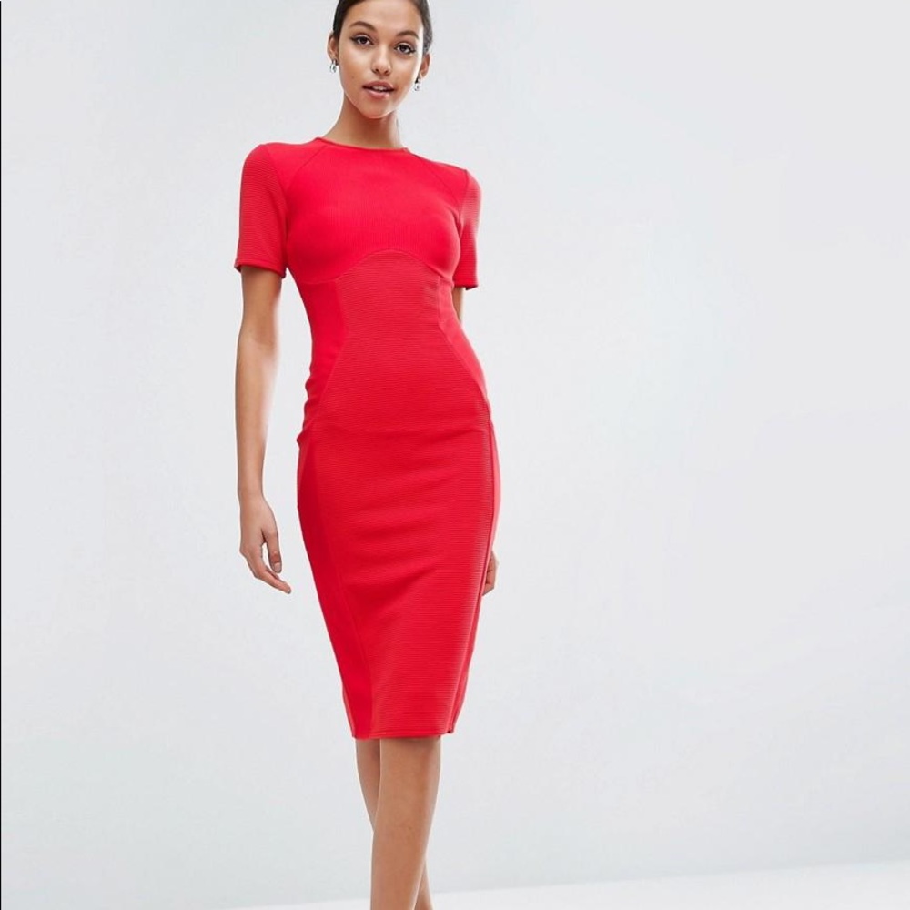 ASOS T-Shirt Seamed Rib Bodycon Midi Dress
